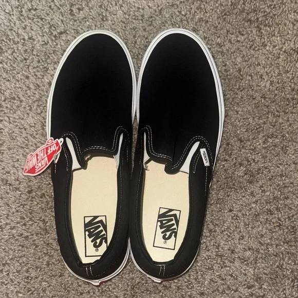 Vans Men's Black and White Slip-On Loafers - Picture 7 of 8
